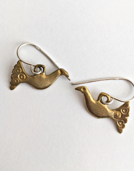 Bronze earrings "Water bird" small
